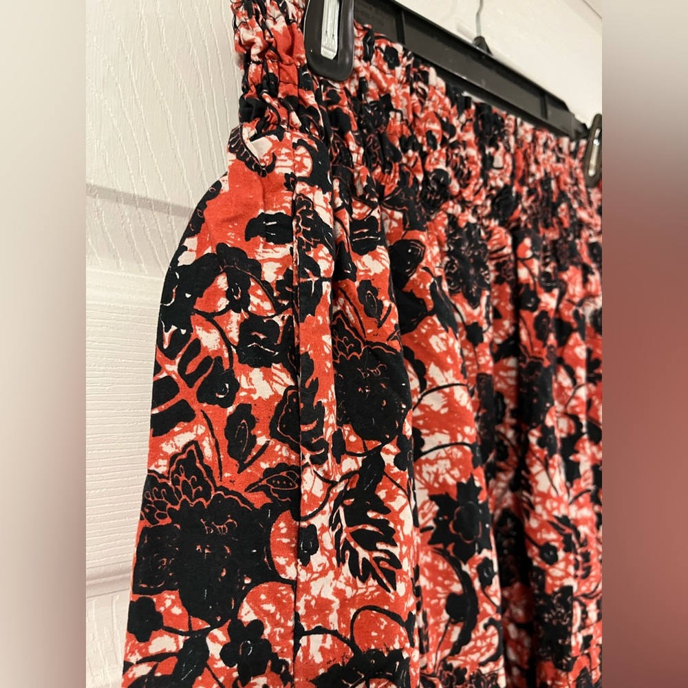 Maeve Anthropologie Floral Red and Black Skirt